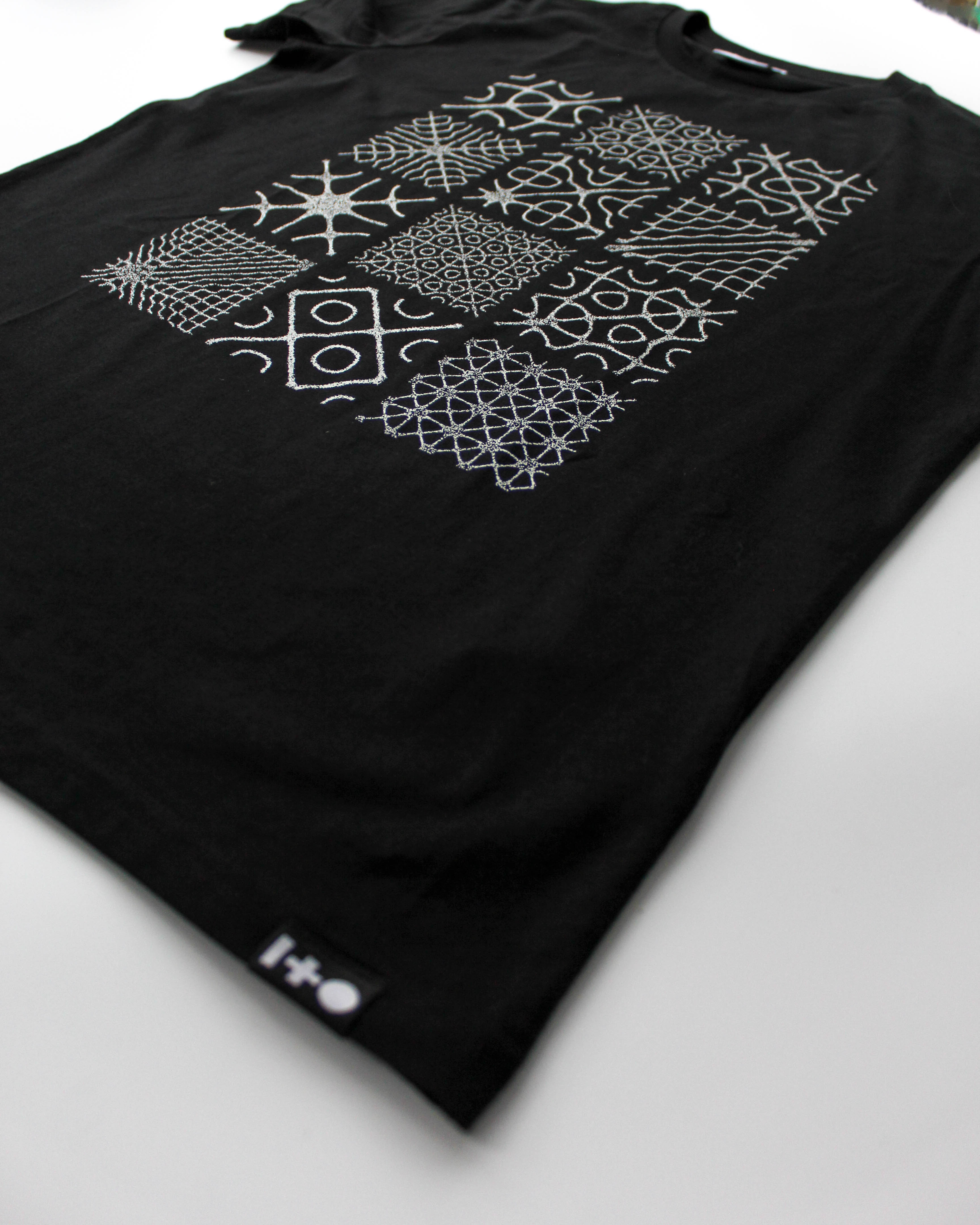 chladni resonance black organic cotton tshirt